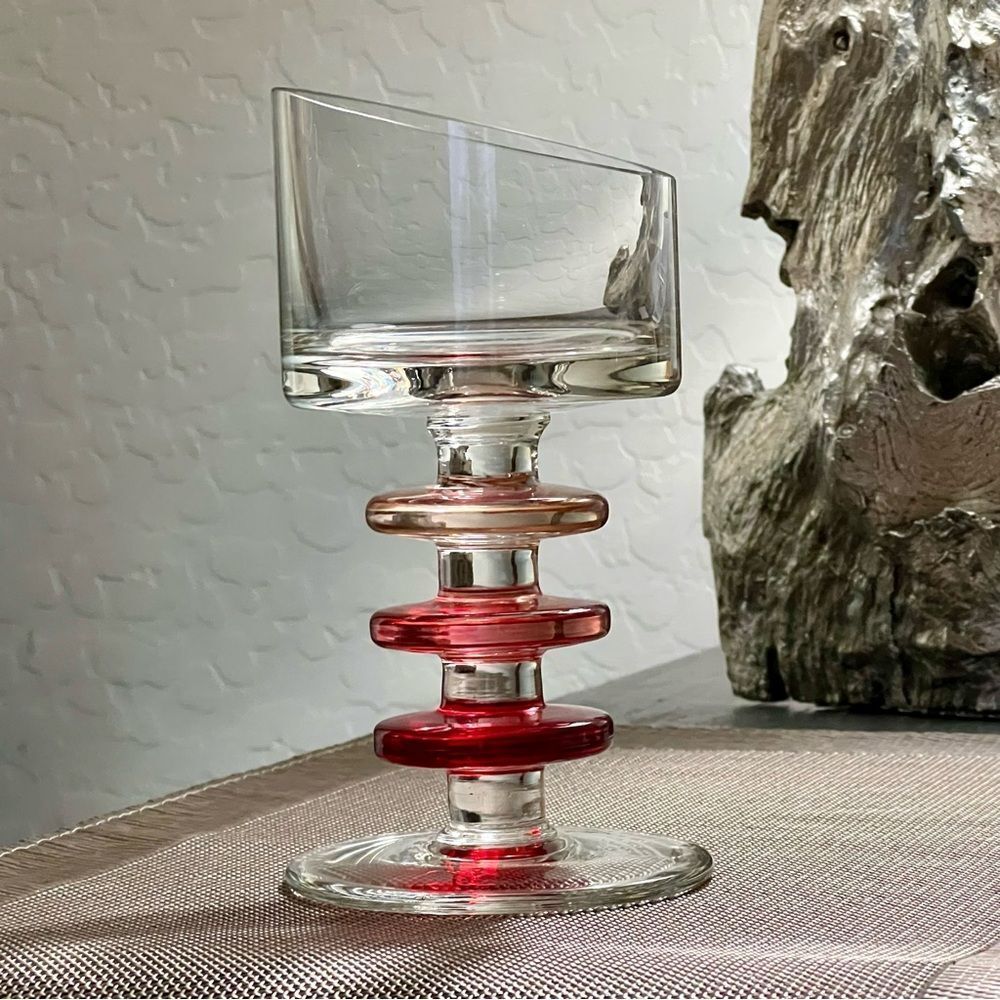 Modernist 3 Disk Ronald Stennett Willson Sheringham candlestick Red Multicolor